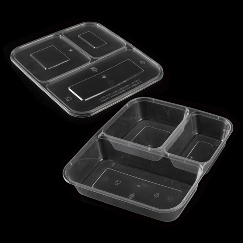 Disposable Plastic Square Three Grid Box & Lid Thin Mould